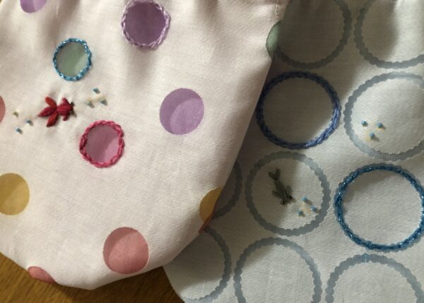 金魚鉢風の刺繍巾着ポーチの作り方
